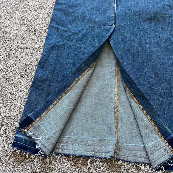 Zara Medium Wash Denim Front Zip Back Slit Maxi Shirt Front & Back Pocket Size M - Picture 8 of 10